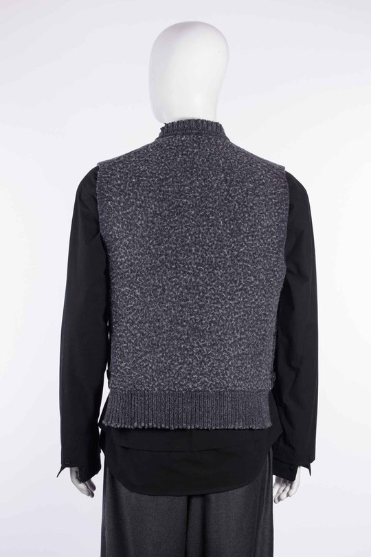 Pullover CGAW26CKNVST24 Washed Knit Blanked Vest navy/grey, CRAIG GREEN