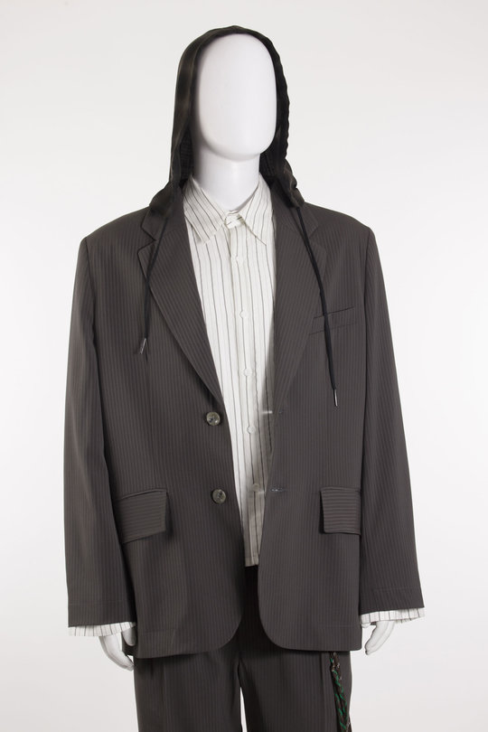 Sakko 261_MJK103_PGABRN Pinstripe Gabardine Square Blazer brown, SONG FOR THE MUTE