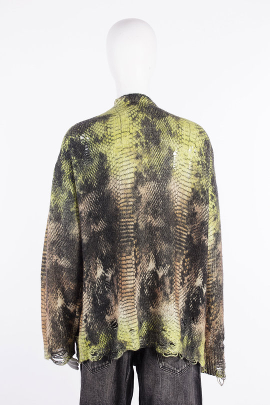 Jacke R13WY237 Printed Boyfriend Cardigan brown green ombre snake, R 13