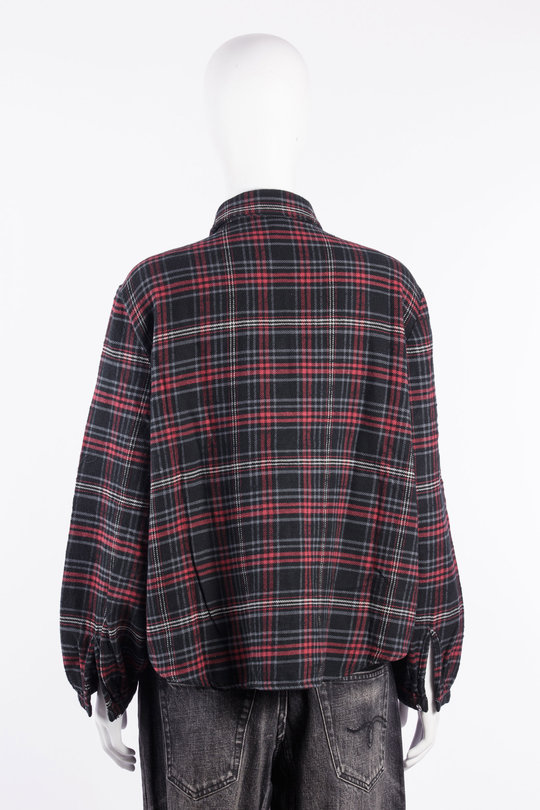 Bluse R13WR757 Shrunken Ruffle Shirt black red plaid, R 13