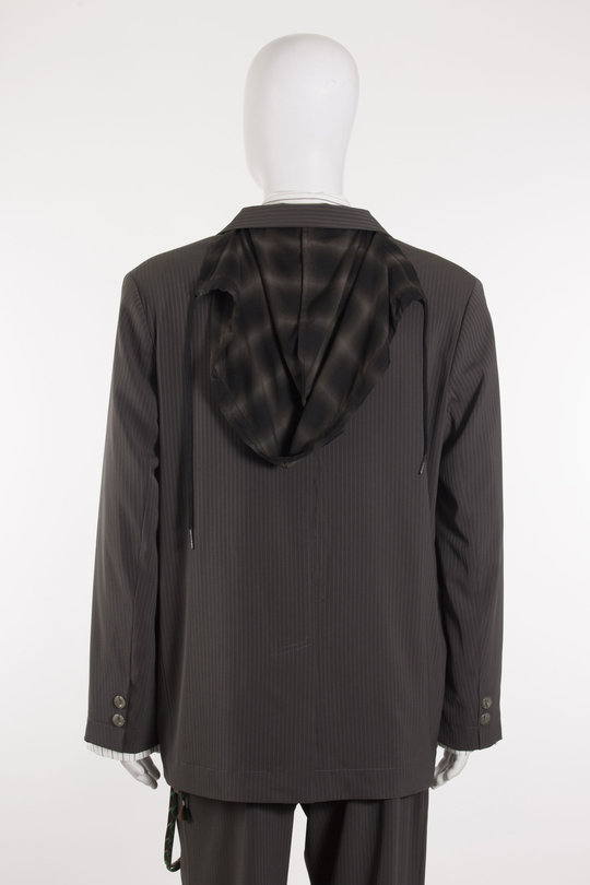 Sakko 261_MJK103_PGABRN Pinstripe Gabardine Square Blazer brown, SONG FOR THE MUTE