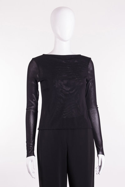 Top Mesh-Jersey Boat-Neck Longsleeve black, Uli Schneider