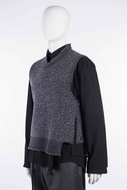 Pullover CGAW26CKNVST24 Washed Knit Blanked Vest navy/grey, CRAIG GREEN